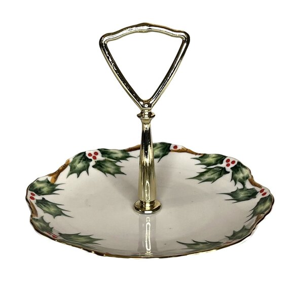 Lefton Other - Lefton China Winter Holly Berry Handpainted Candy Mint & Tidbit Tray 1950s VTG